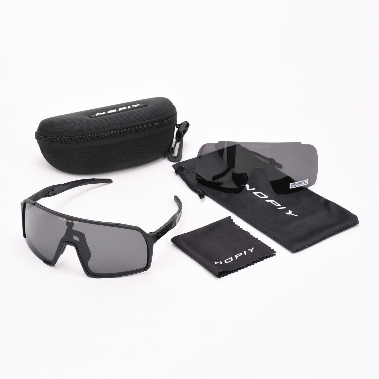 Fietsbril NOPIY Olwyn Zwart met Zwarte Lens - Nopiy