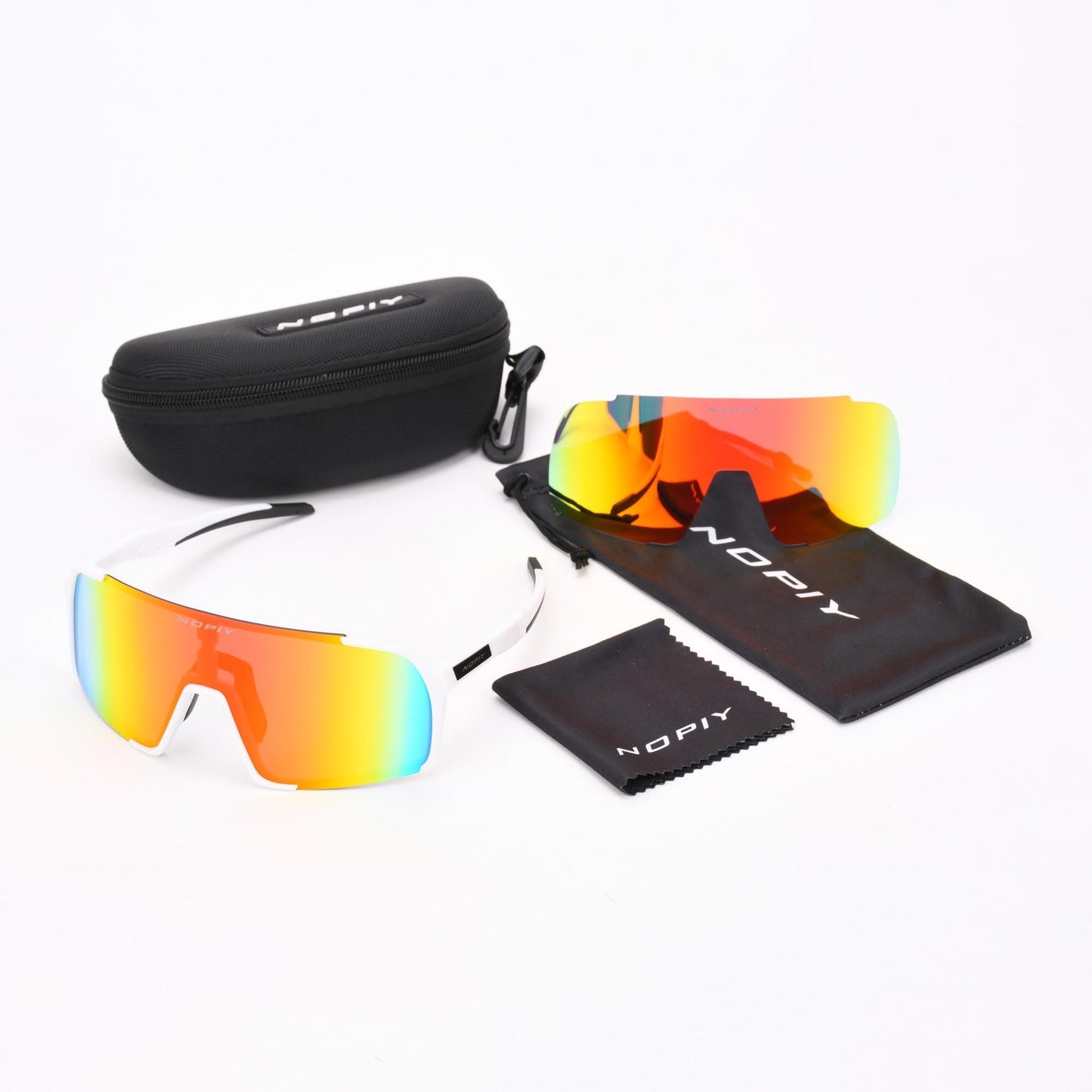 Fietsbril NOPIY Olwyn Wit met Rode Lens - Nopiy