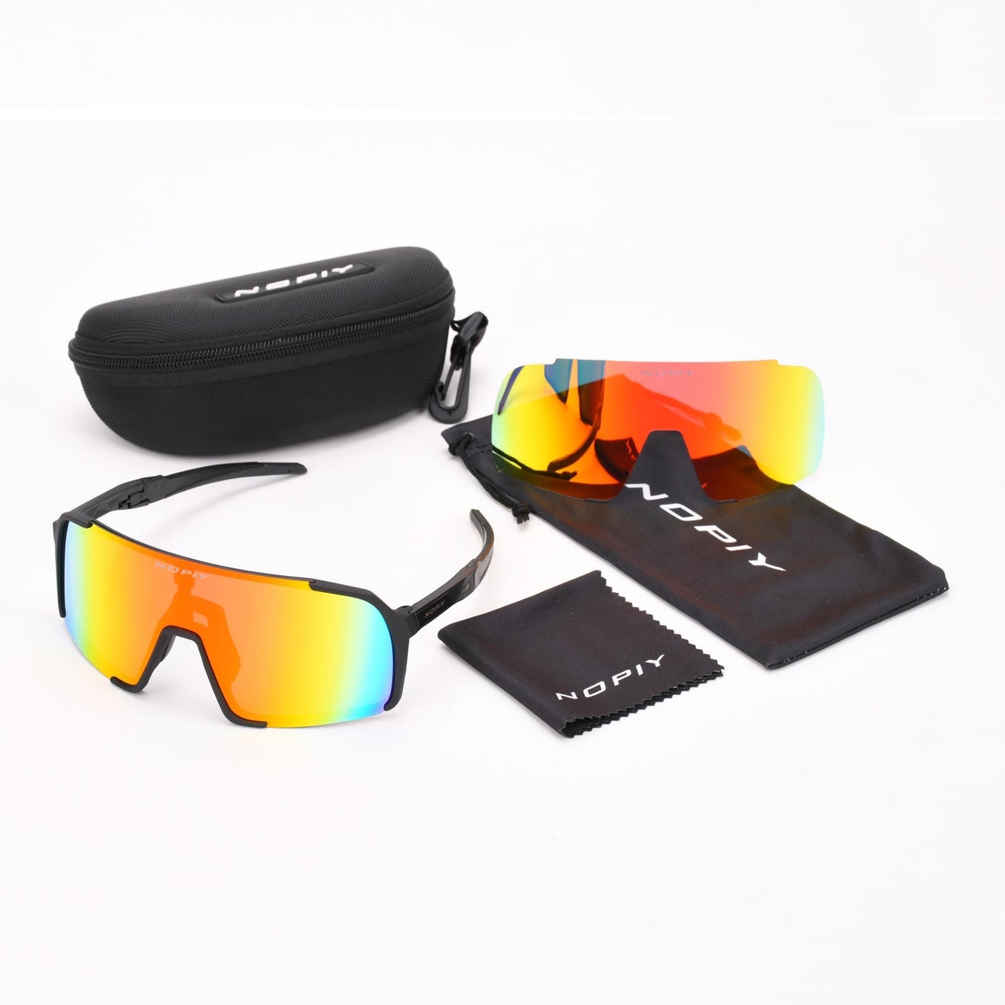 Fietsbril NOPIY Olwyn Zwart met Rode Lens - Nopiy