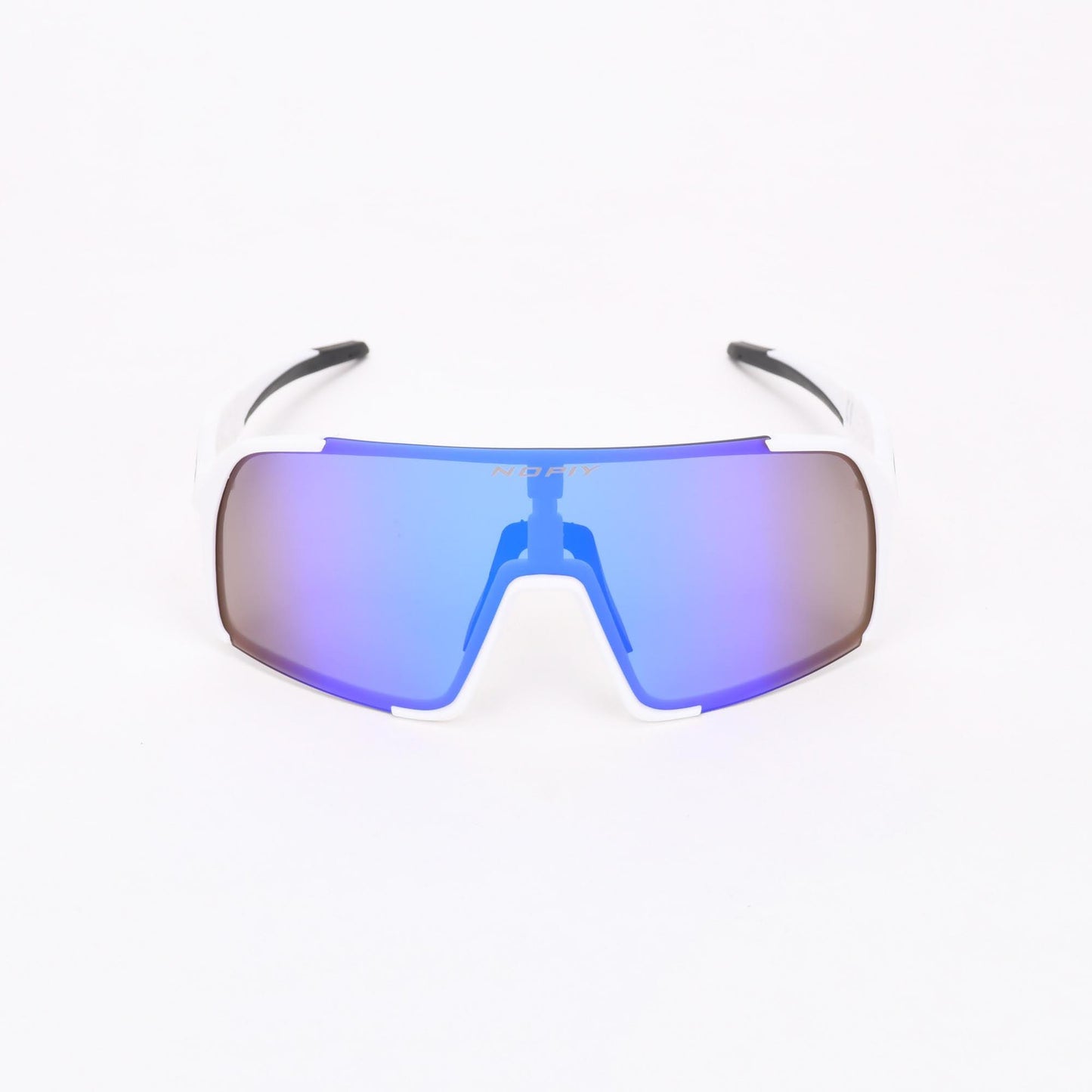 Fietsbril NOPIY Olwyn Wit met Blauwe Lens - Nopiy