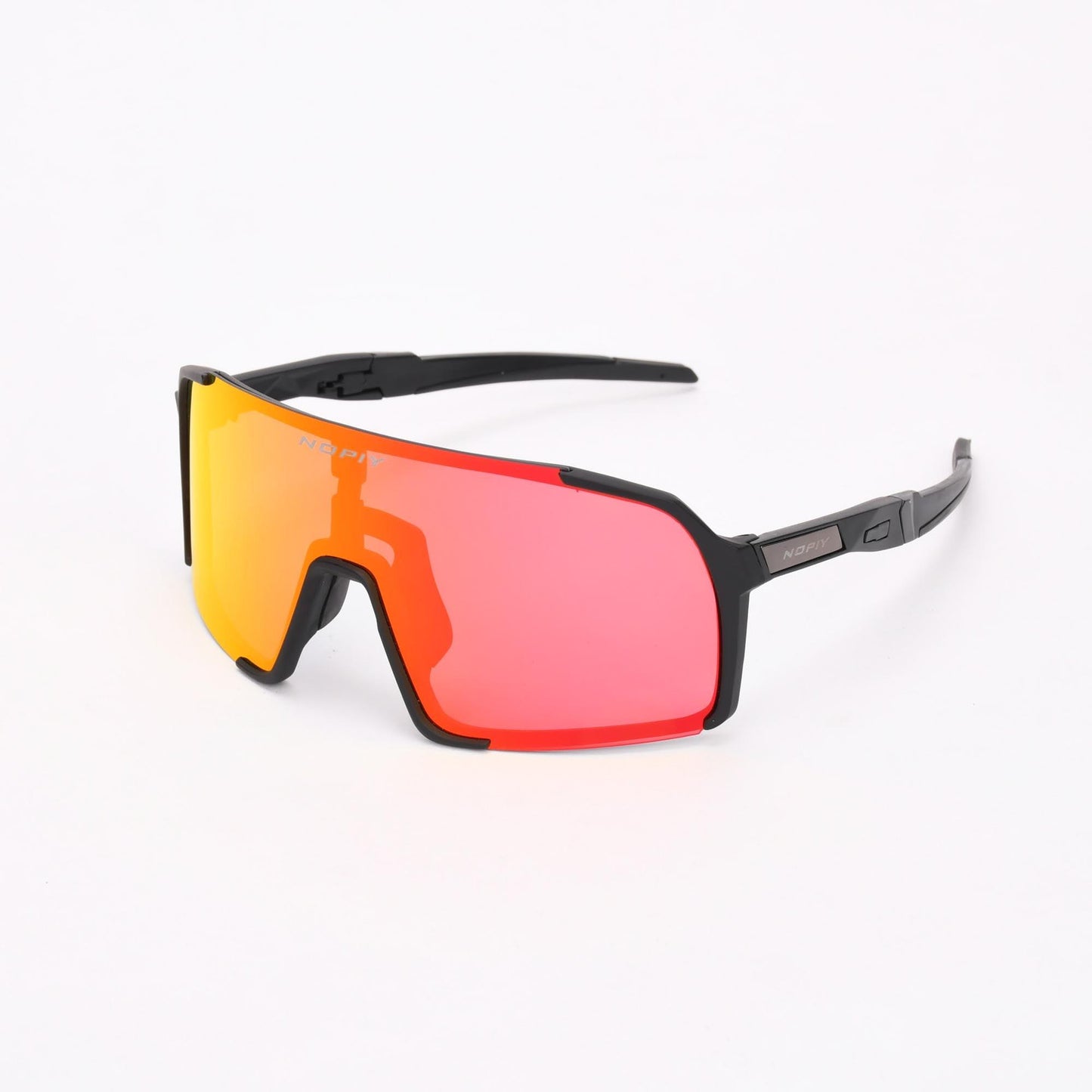Fietsbril NOPIY Olwyn Zwart met Vol Rode Lens - Nopiy